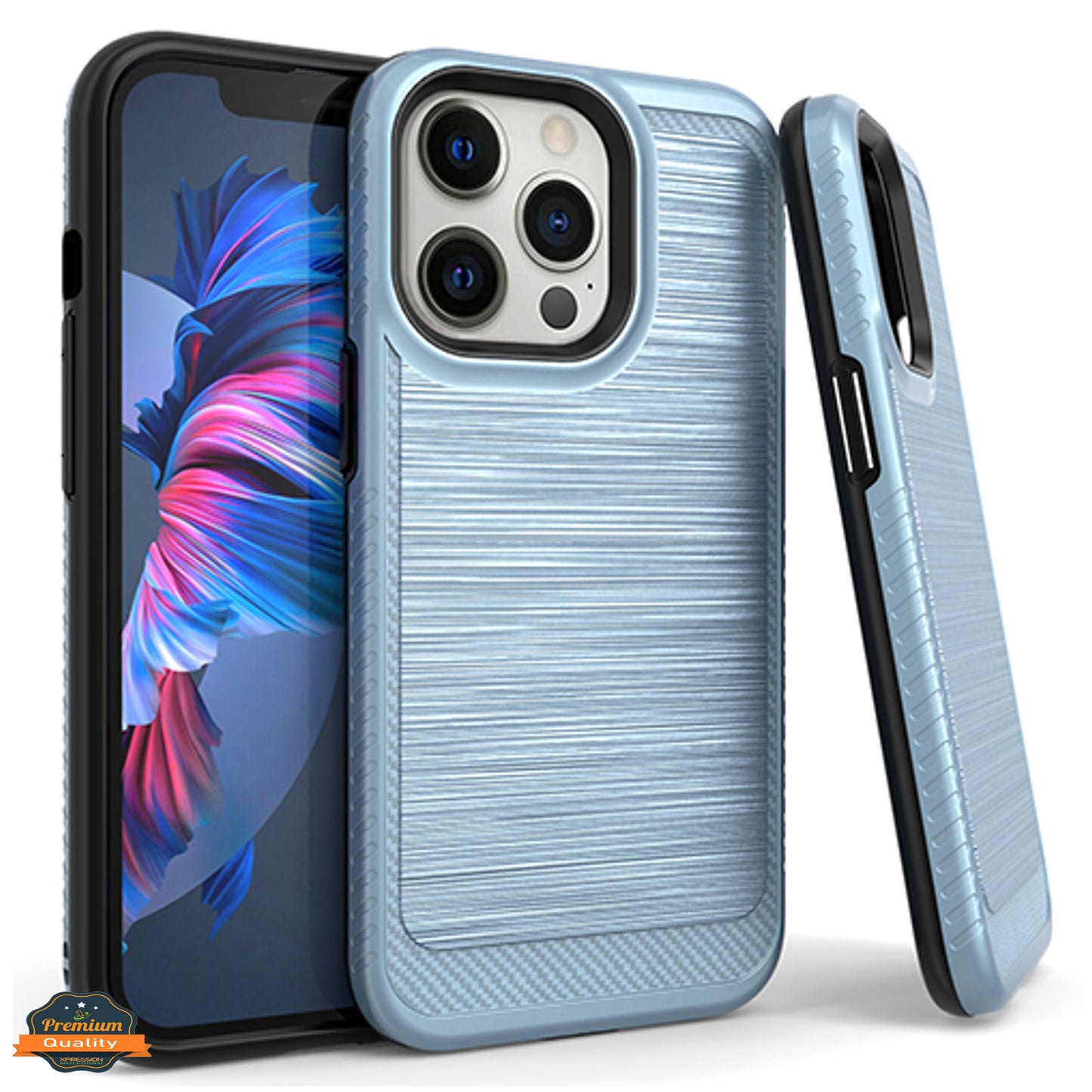 For Apple iPhone 13 /Pro Max Mini Armor Brushed Texture Rugged Carbon Fiber Design Shockproof Dual Layers Hard PC + TPU Protective Phone Case Cover
