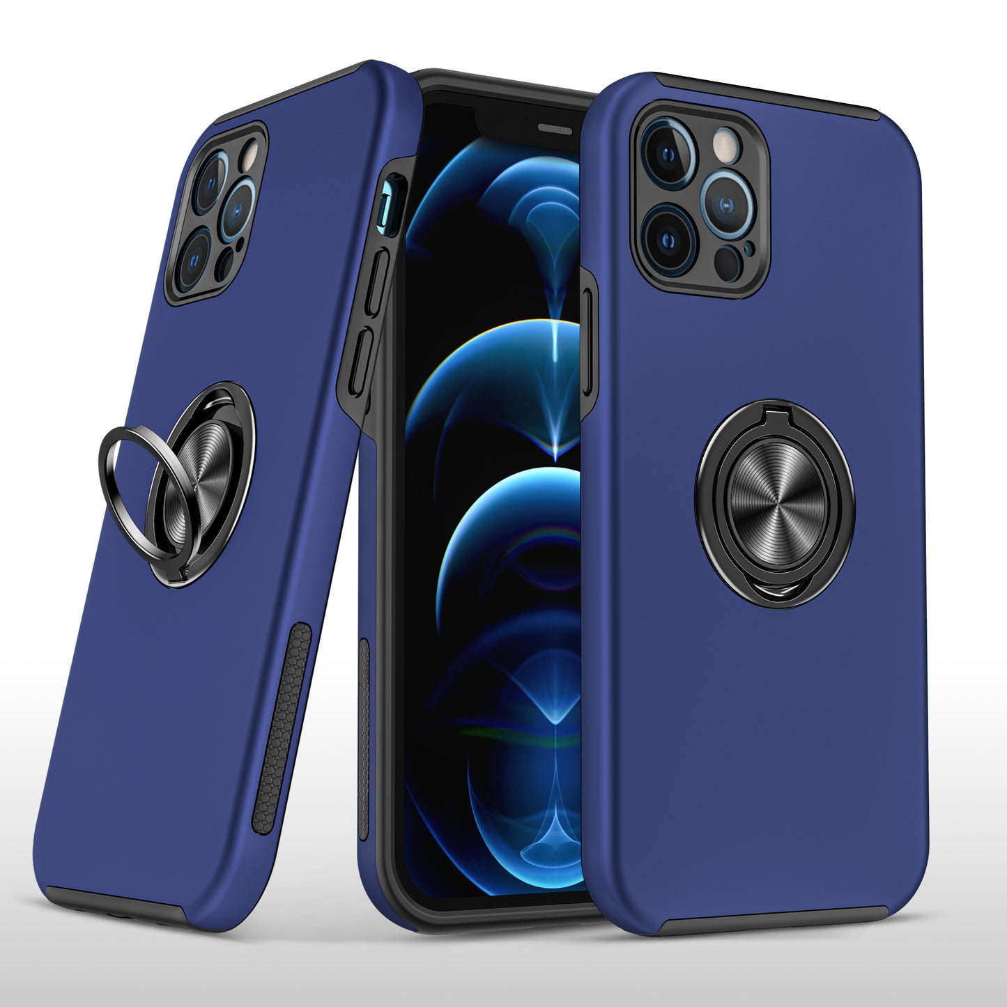 For Apple iPhone 11 (6.1") Hybrid 360 Degree Rotatable Metal Invisible Ring Stand Holder Fit Magnetic Car Mount Shockproof Phone Case Cover
