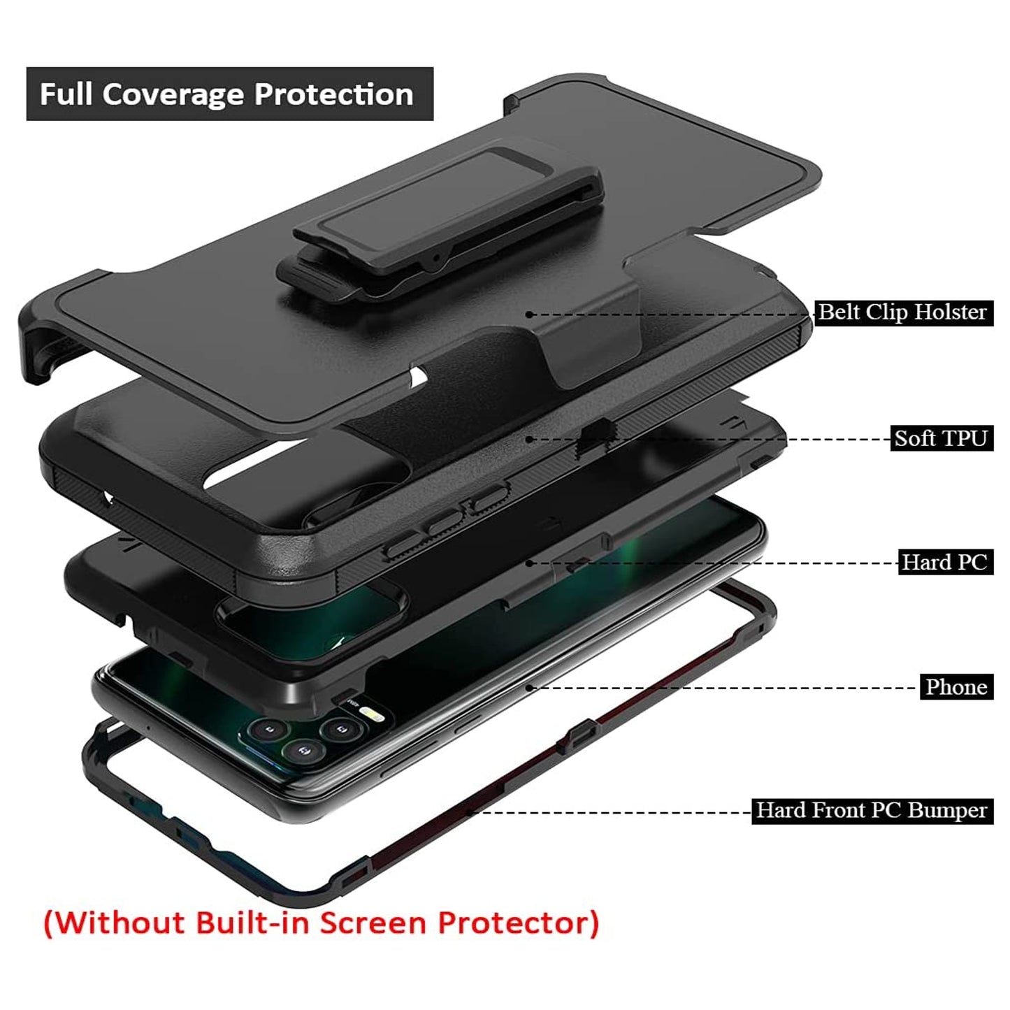 For Samsung Galaxy A23 5G Heavy Duty Rugged Shockproof Body Protection Hybrid Kickstand with Swivel Belt Clip Holster Black Phone Case Cover