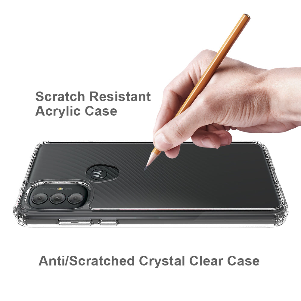 For Motorola Moto G Power 2022 Hybrid Transparent Clear Acrylic Back Hard PC & Soft TPU Full Protective Bumper Shock-Absorb Phone Case Cover