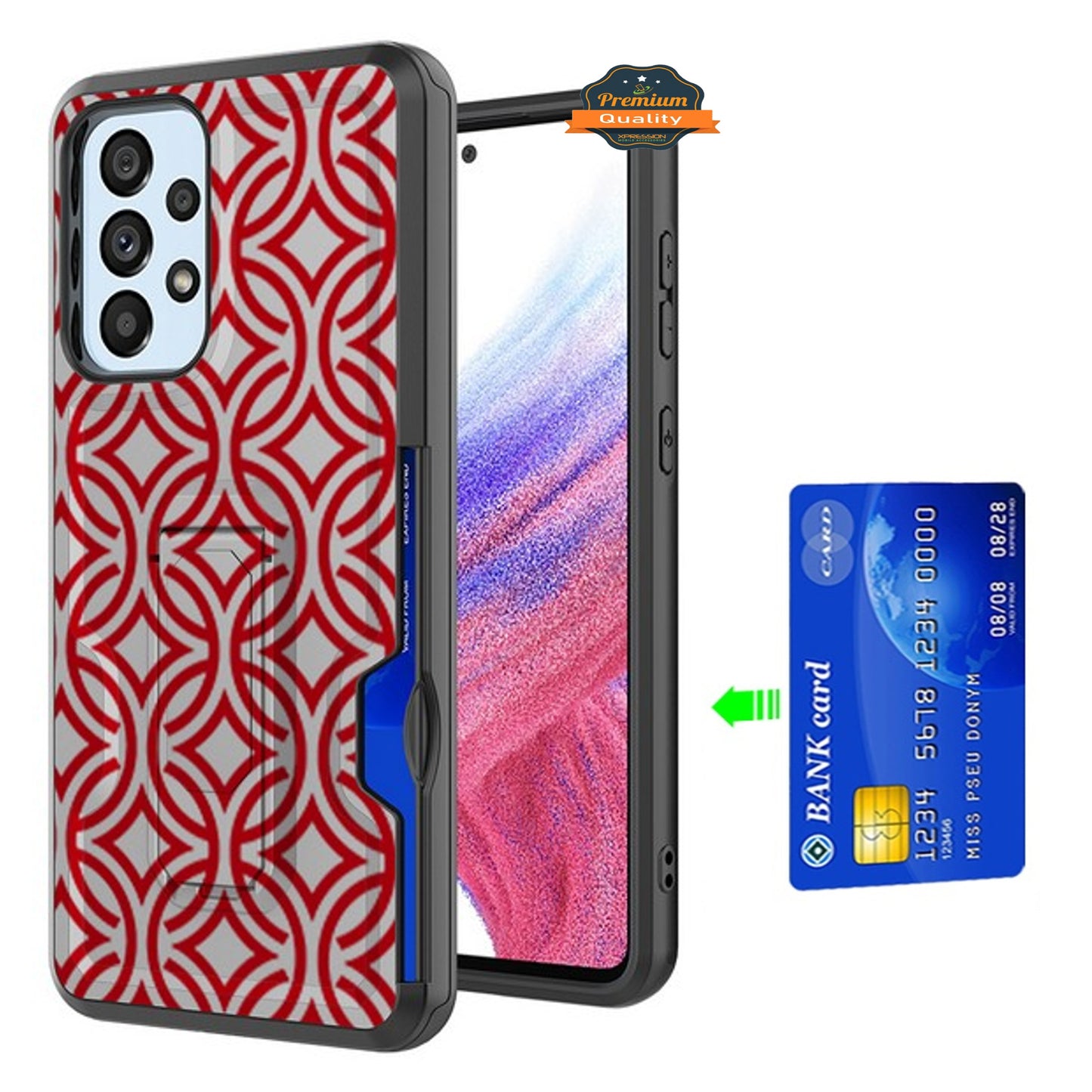 For Samsung Galaxy A03S Hidden Wallet Credit Card Slots with Kickstand Back Design Fashion Hybrid Shockproof Hard Phone Case Cover