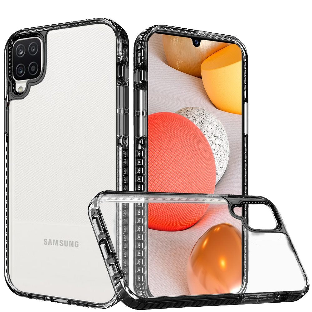 For Samsung Galaxy A42 5G Crystal Transparent Rugged Shockproof Hybrid PC+TPU Colorful Buttons Military Grade Protection Back Phone Case Cover