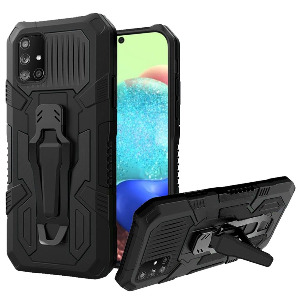 For Samsung Galaxy A71 5G Rugged Heavy Duty Dual Layers Hybrid Shockproof Shell with Built in Metal Clip Holder & Kickstand Phone Case Cover