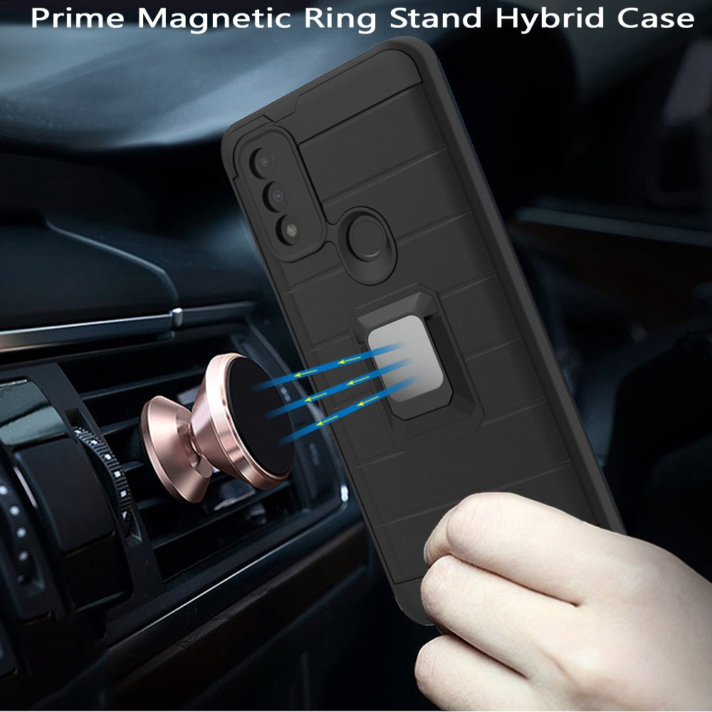 For Samsung Galaxy A13 5G Magnetic Ring Holder Rubber Hybrid Stand Kickstand Slim Texture Rugged Armor Heavy Duty Military Grade Phone Case Cover