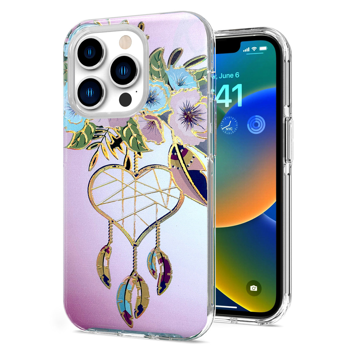 For Apple iPhone 13 Pro Max (6.7") Stylish Gold Layer Design Hybrid Rubber Hard PC Shockproof Armor Rugged Slim Phone Case Cover