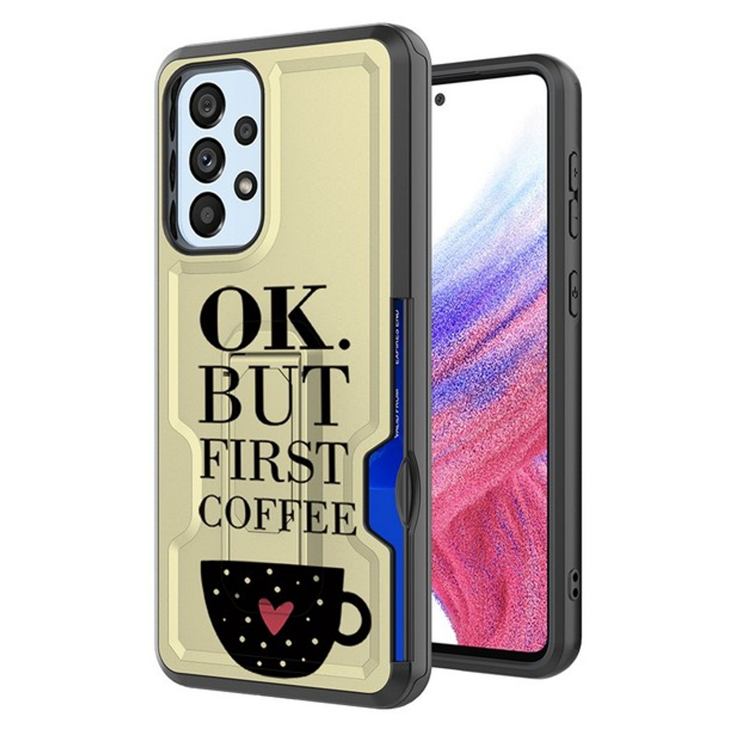 For Samsung Galaxy A03S Hidden Wallet Credit Card Slots with Kickstand Back Design Fashion Hybrid Shockproof Hard Phone Case Cover
