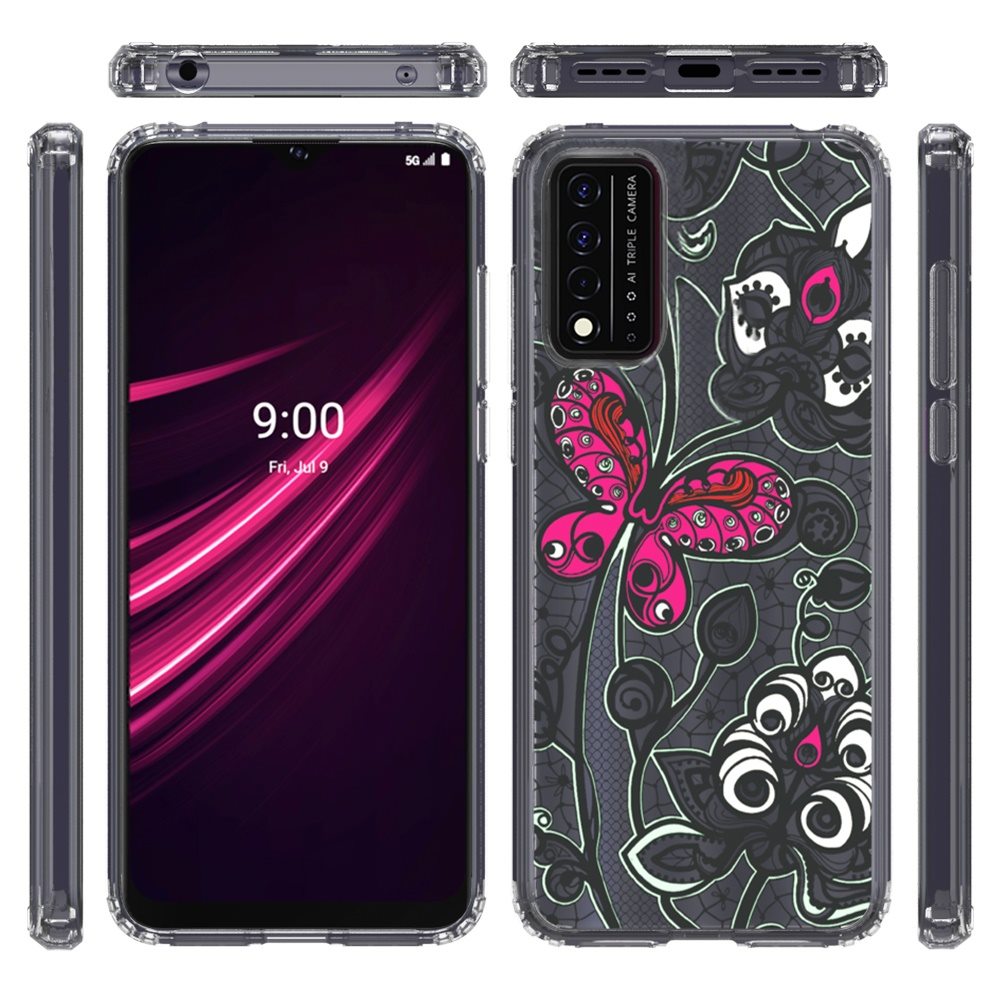 For Samsung Galaxy A71 5G Fashion Pattern Design Ultra Thin Clear Hybrid Rubber Gummy TPU Grip + Hard PC Back Shockproof Phone Case Cover