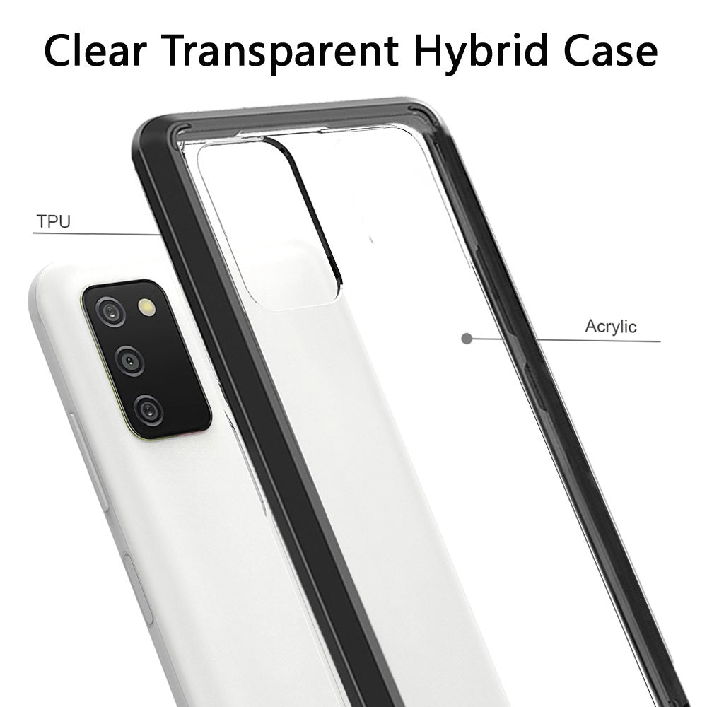 For Samsung Galaxy A03S Hybrid Slim Crystal Clear Transparent Shock-Absorption Bumper with TPU + Hard PC Back Frame Phone Case Cover