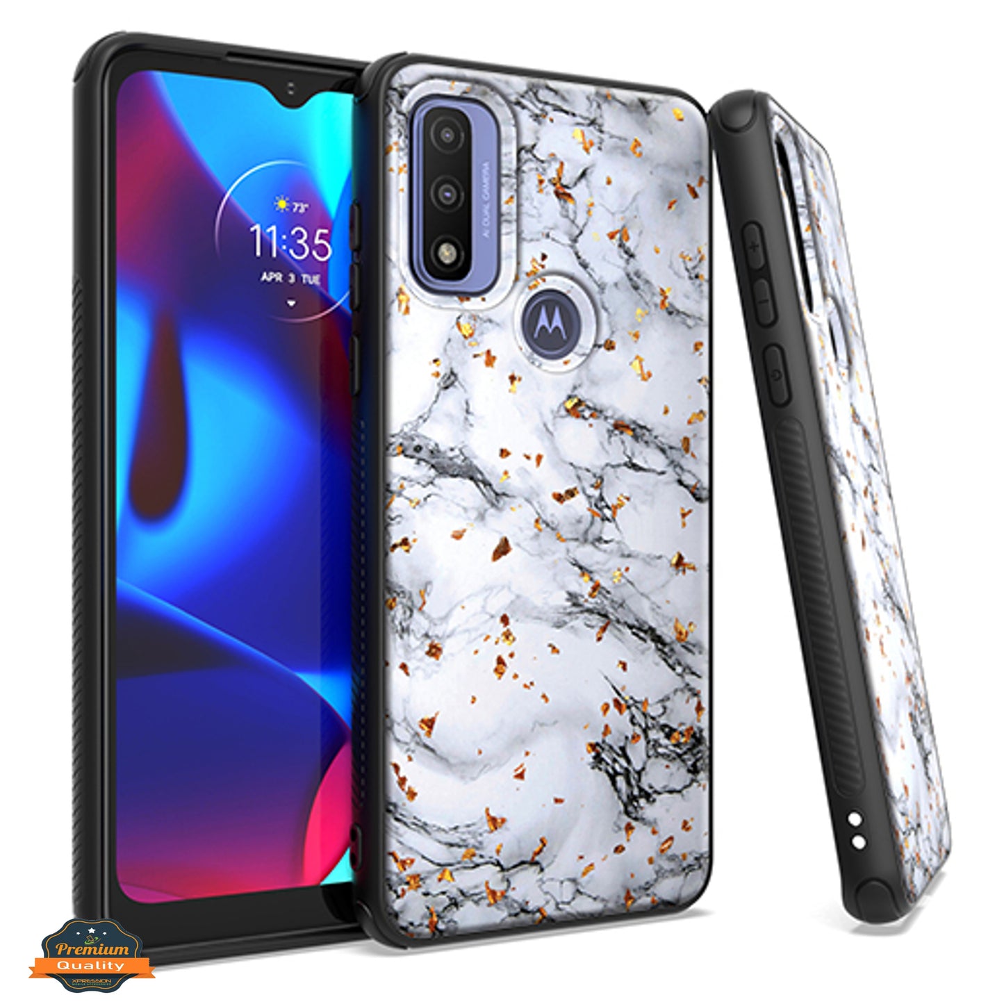 For Motorola Moto G Power 2022 Marble Fashion Stone Stylish Flake Glitter Bling Hybrid Ultra Slim Glossy TPU Rubber Hard PC Protection Phone Case Cover