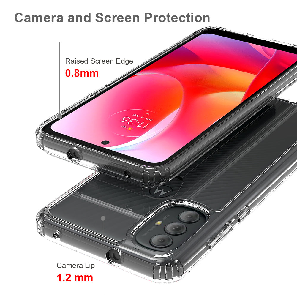 For Motorola Moto G Power 2022 Hybrid Transparent Clear Acrylic Back Hard PC & Soft TPU Full Protective Bumper Shock-Absorb Phone Case Cover