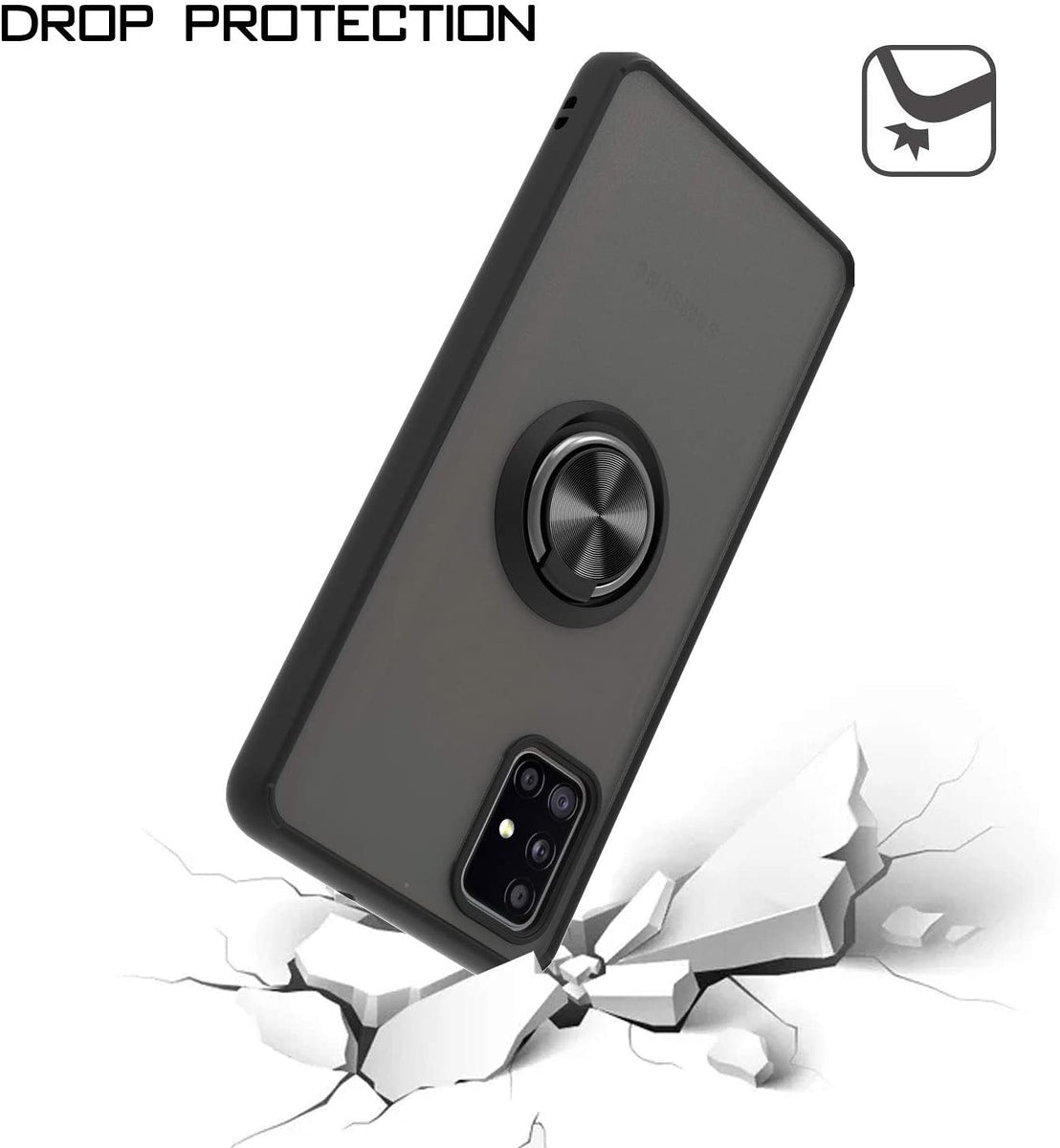 For Samsung Galaxy A13 5G Finger Ring Stand Holder Kickstand Hybrid Frosted Matte Silicone TPU Hard PC Frame Shock-Absorption Phone Case Cover