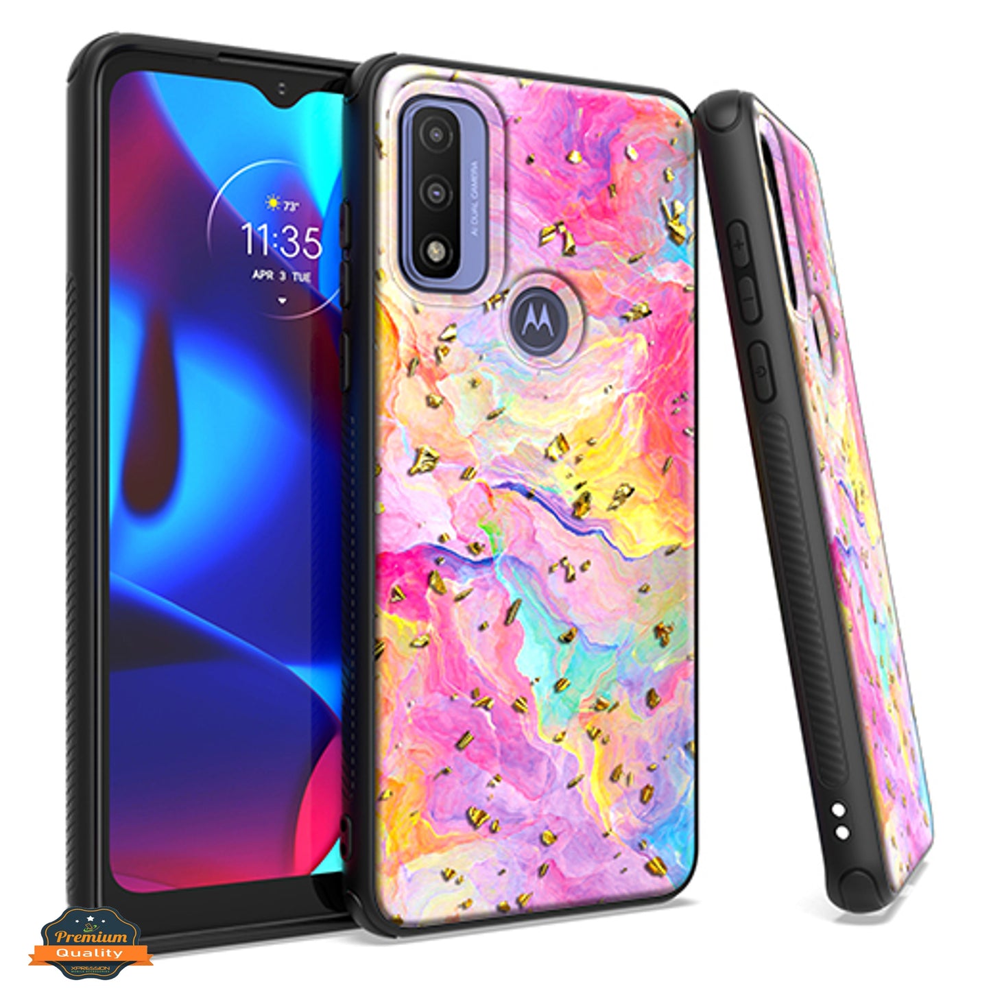For Motorola Moto G Power 2022 Marble Fashion Stone Stylish Flake Glitter Bling Hybrid Ultra Slim Glossy TPU Rubber Hard PC Protection Phone Case Cover