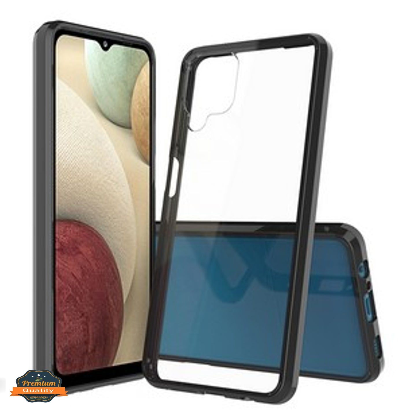 For Samsung Galaxy A12 5G Crystal HD Clear Back Panel + TPU Bumper Hybrid Thin Slim Hard Shockproof Defender Anti-Drop Phone Case Cover