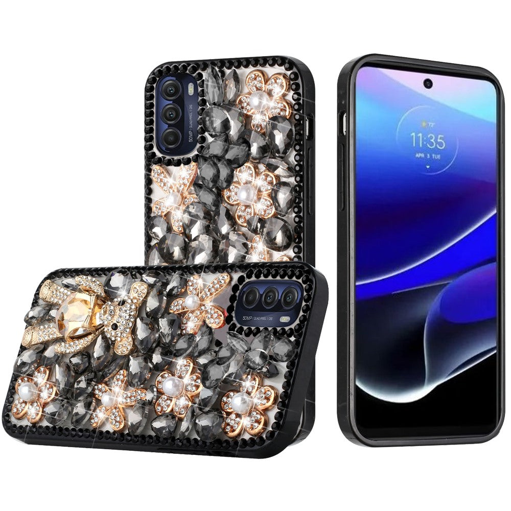 For Motorola Moto G Stylus 5G 2022 Bling Clear Crystal 3D Full Diamonds Luxury Sparkle Transparent Rhinestone Hybrid Phone Case Cover