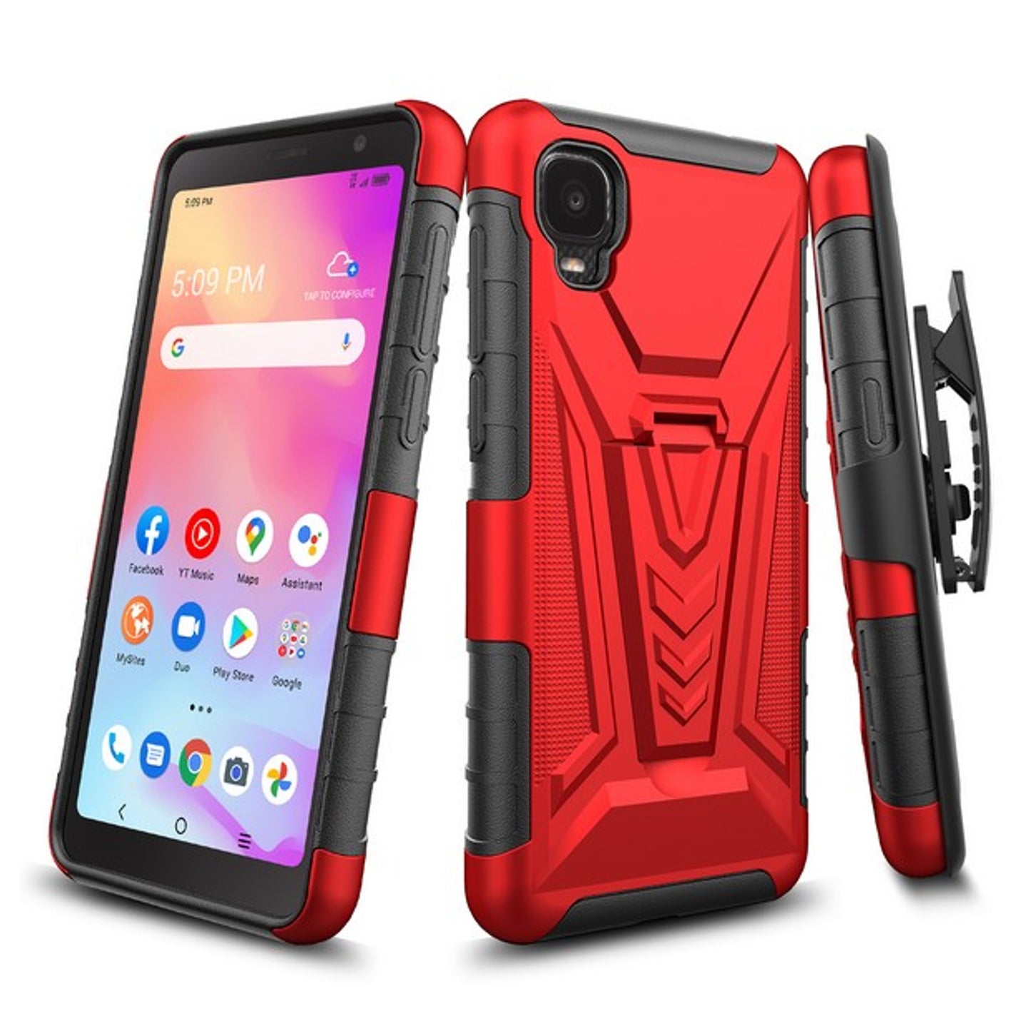 For Samsung Galaxy A12 5G Hybrid Armor Kickstand with Swivel Belt Clip Holster Heavy Duty 3 in 1 Defender Shockproof Rugged Phone Case Cover