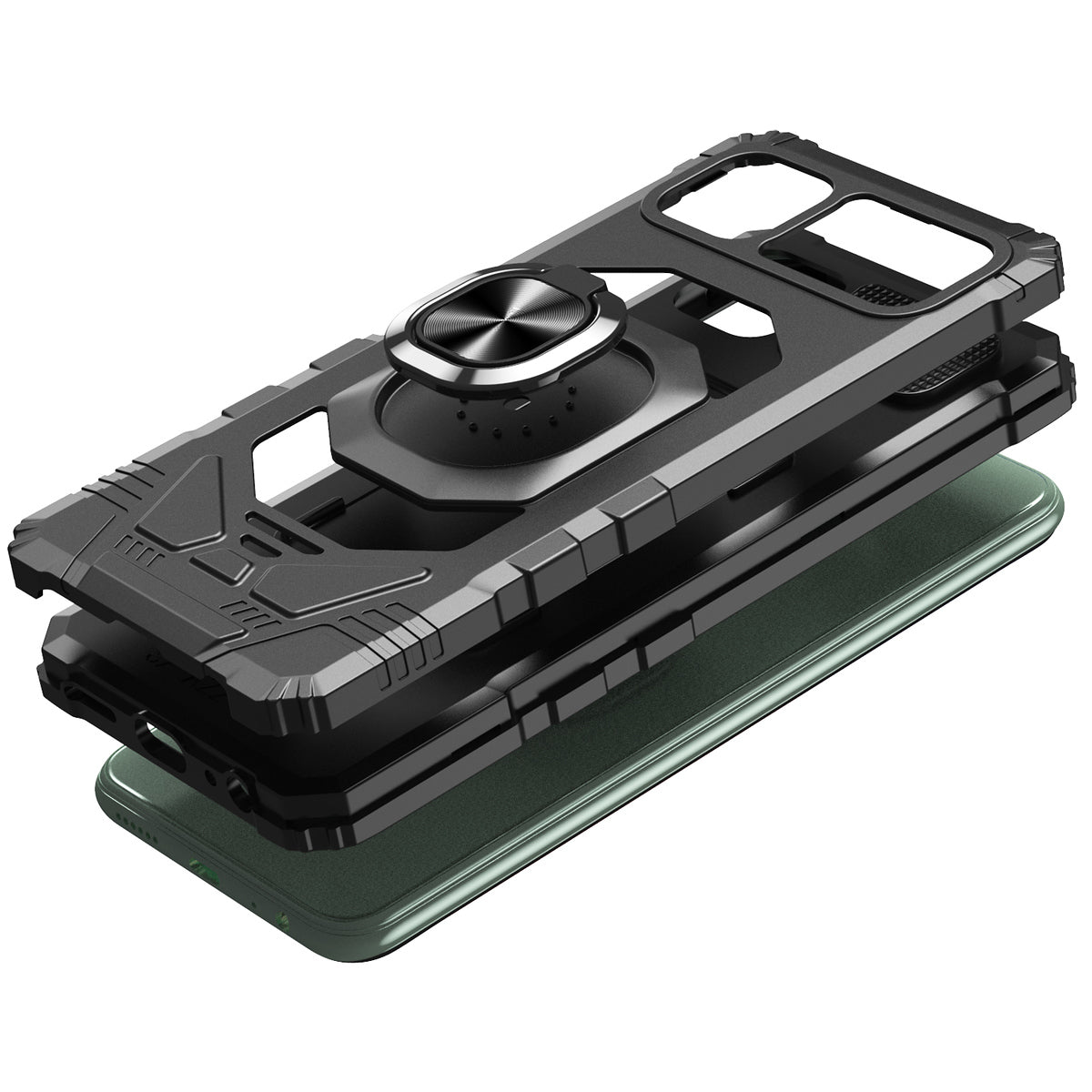 For Samsung Galaxy A03S Hybrid Dual Layer with Rotate Magnetic Ring Stand Holder Kickstand, Rugged Shockproof Protective Phone Case Cover