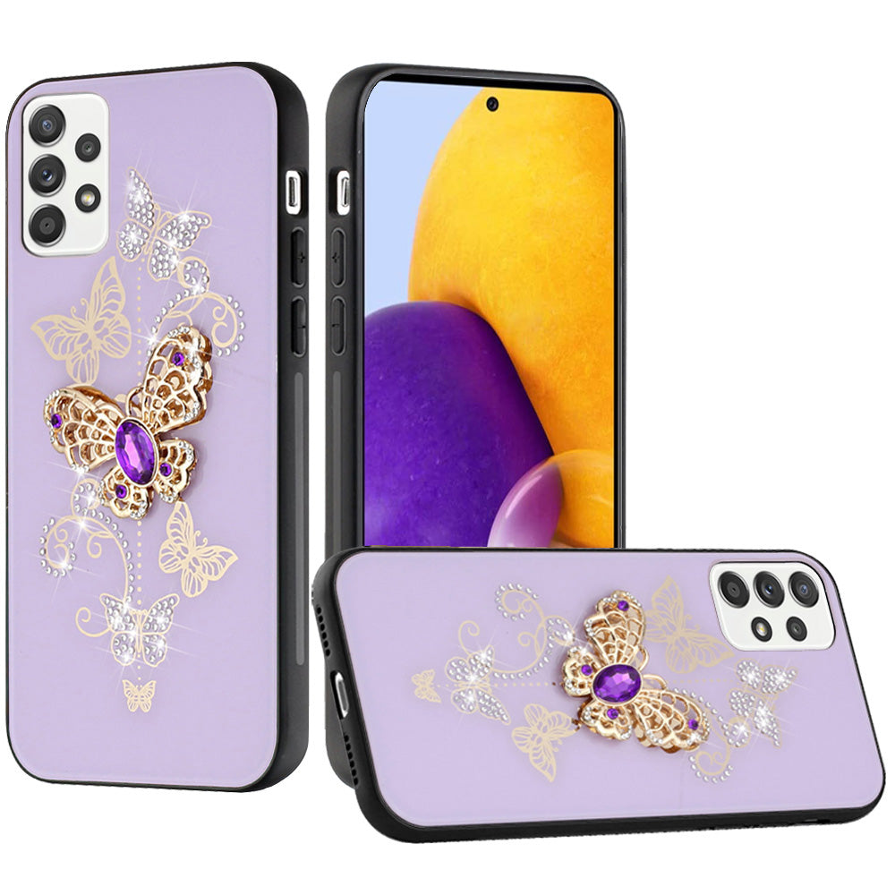 For Samsung Galaxy A73 5G 3D Diamond Bling Sparkly Glitter Ornaments Engraving Hybrid Armor Rugged Metal Fashion Phone Case Cover