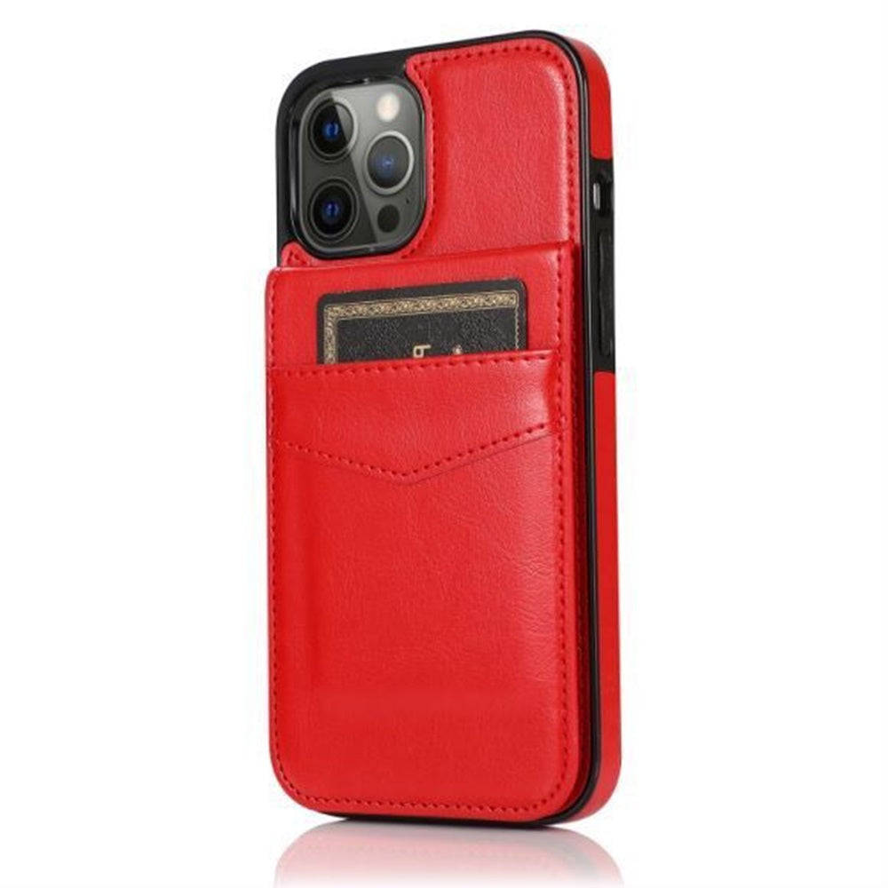 For Apple iPhone 13 Pro Max Wallet Case with Credit Card Holder Vertical Leather Kickstand Magnetic Buttons Flip Pouch Phone Case Cover
