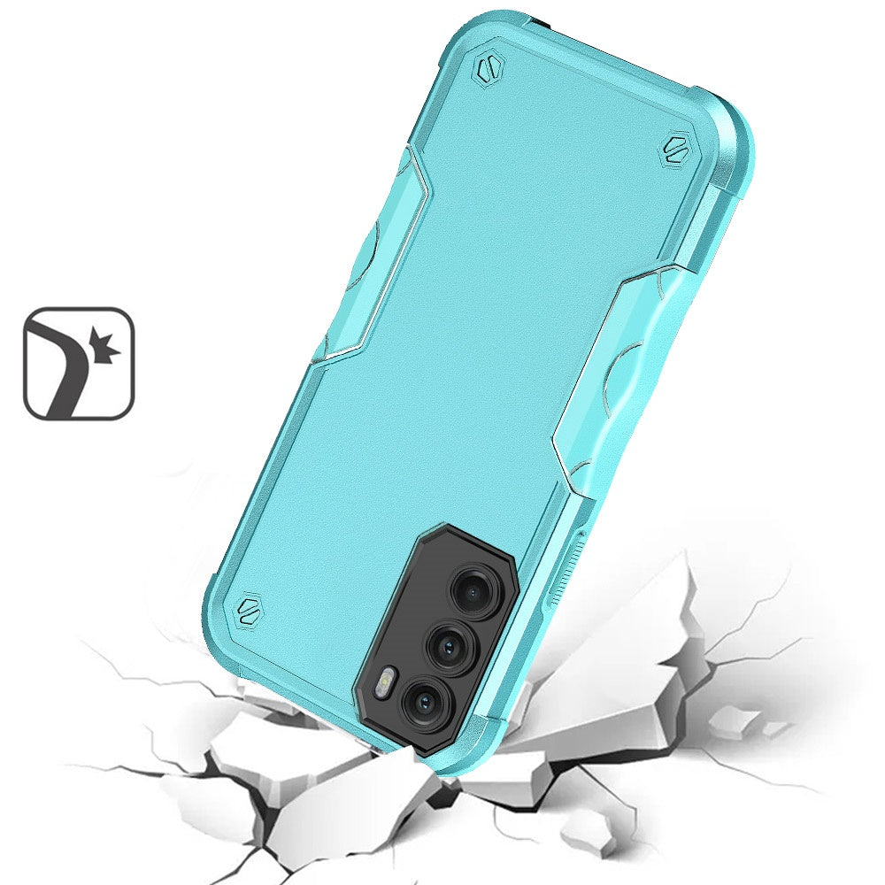 For Apple iPhone 14 Pro (6.1") Tough Shockproof Hybrid Heavy Duty Dual Layer TPU Bumper Rugged Rubber Defend Armor Teal Blue Phone Case Cover