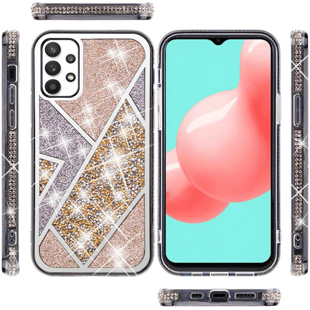 For Samsung A03 Core Glitter Bling Diamond Rhinestone Sparkly Bumper Fashion Shiny Cute Fancy Cases Hybrid Rugged PC Phone Case Cover