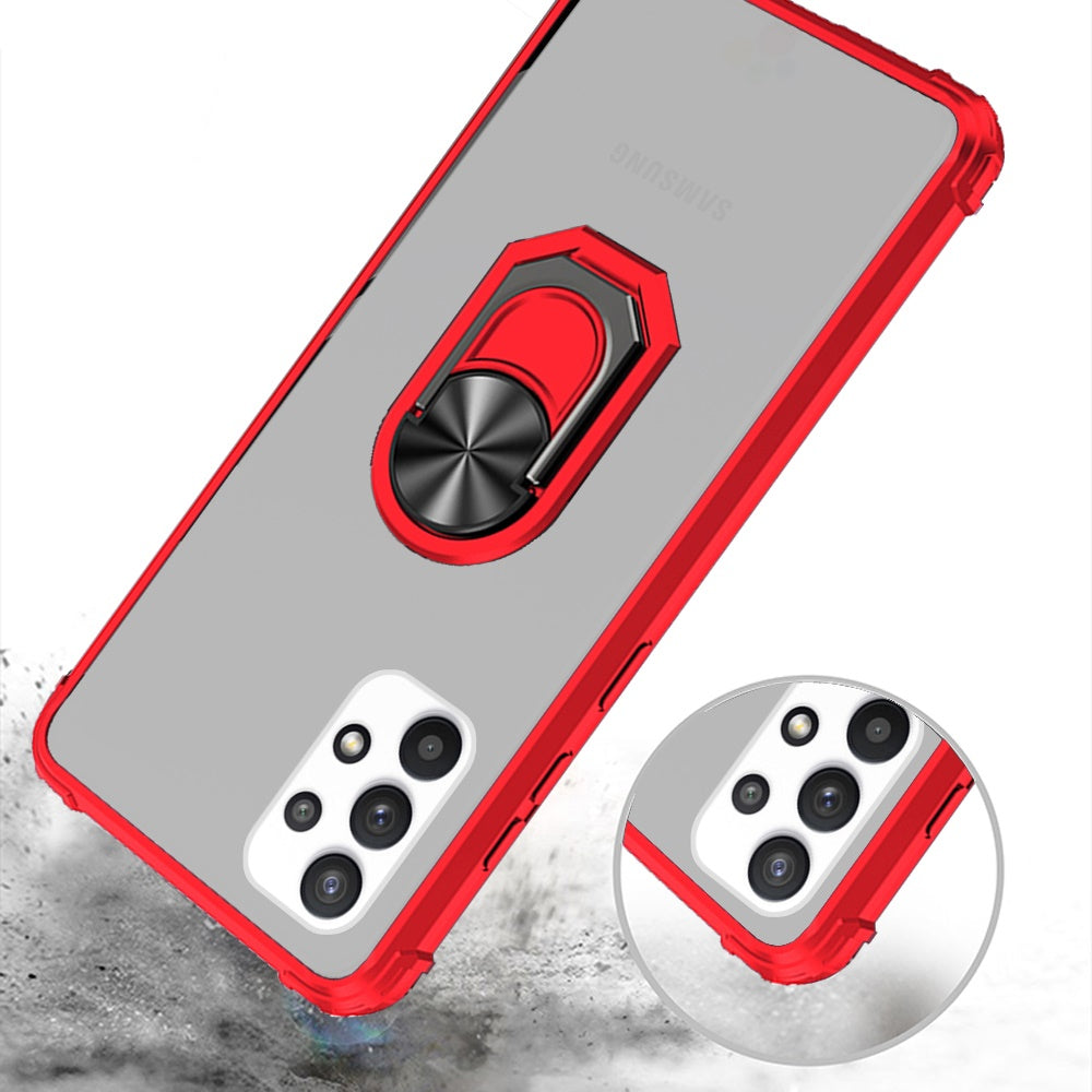 For Samsung Galaxy A53 5G Clear Silicone Shockproof Hybrid Protection Cover Transparent TPU with Magnetic Ring Kickstand Phone Case Cover