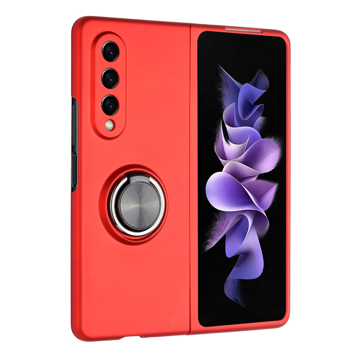 For Samsung Galaxy Z Fold 3 5G Hybrid 360 Degree Rotatable Metal Invisible Ring Stand Holder Fit Magnetic Car Mount Shockproof Slim Phone Case Cover