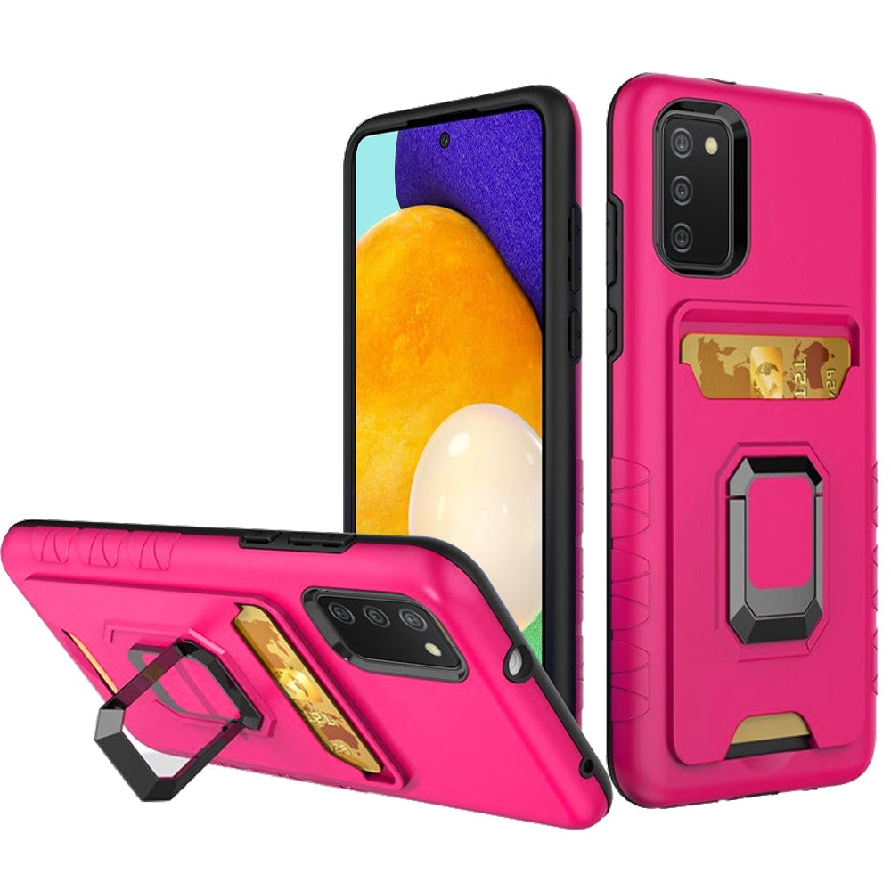 For Samsung Galaxy A03S Wallet Case Designed with Credit Card Slot Holder & Magnetic Stand Kickstand Ring Heavy Duty Hybrid Armor Phone Case Cover