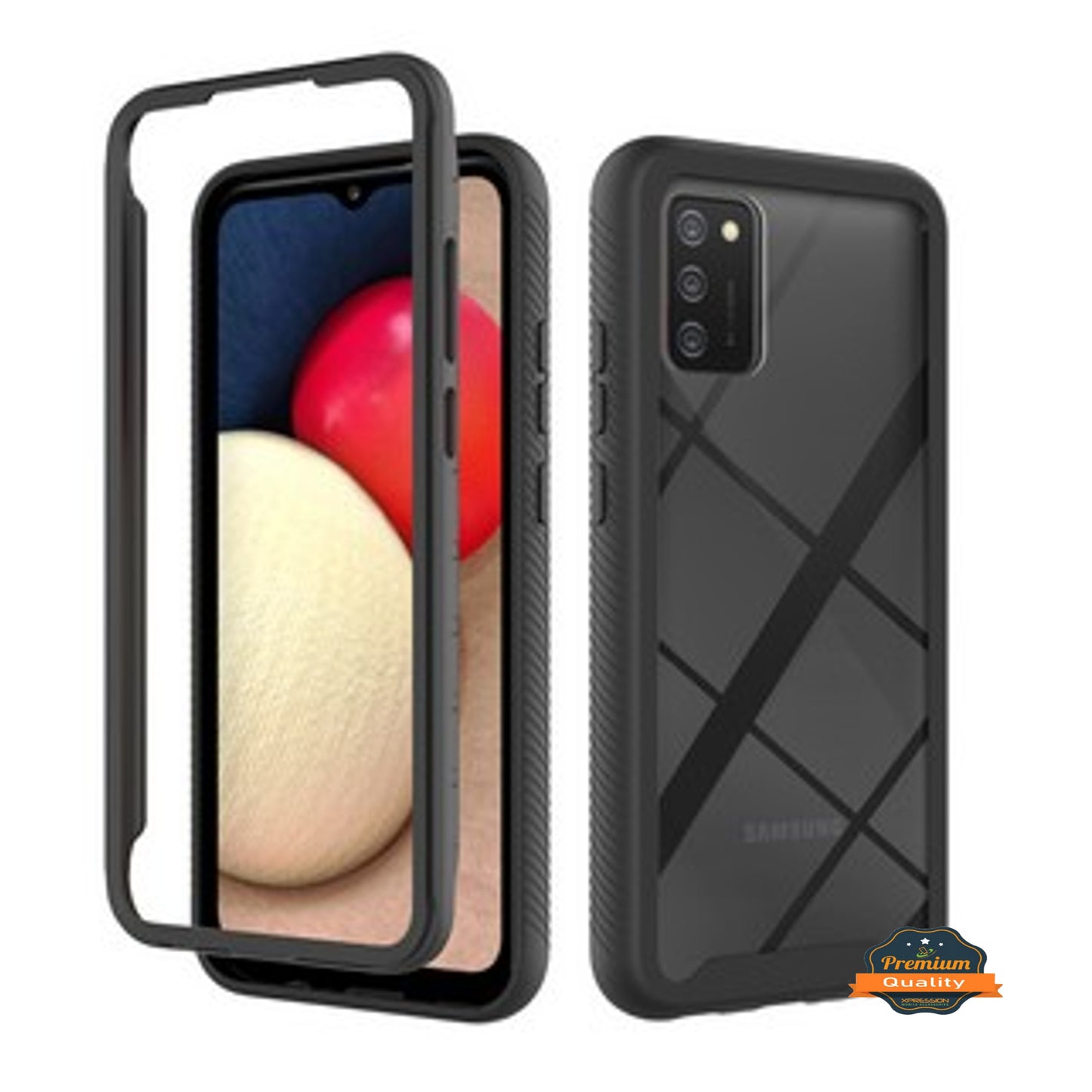 For Samsung Galaxy A03 Core Armor Slim Hybrid Double Layer Hard PC + TPU Transparent Back Rugged Frame Shockproof Phone Case Cover