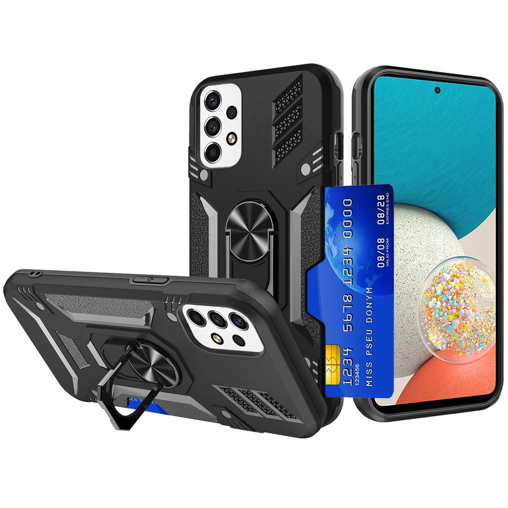 For Samsung Galaxy A53 5G Wallet Case Hybrid Ring Stand with Invisible Credit Card Holder Slim Shockproof Rugged Hard Phone Case Cover