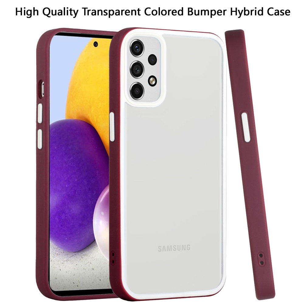 For Samsung Galaxy A73 5G Hybrid Transparent Colored Frame Bumper Hard Back Shockproof Slim TPU Silicone Protective Phone Case Cover