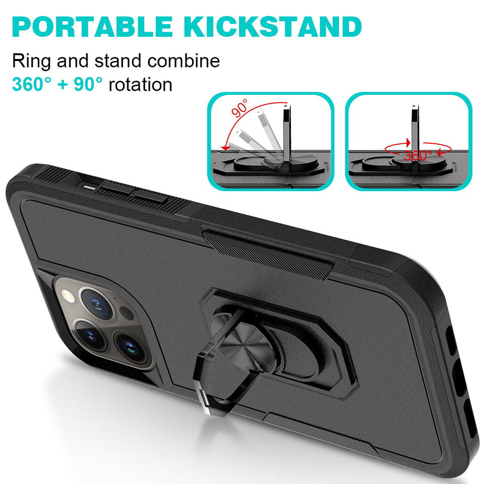 For Samsung Galaxy A03S Ring Holder Stand, Support Magnetic Car Mount, Hard TPU Hybrid Shockproof Phone Case Cover