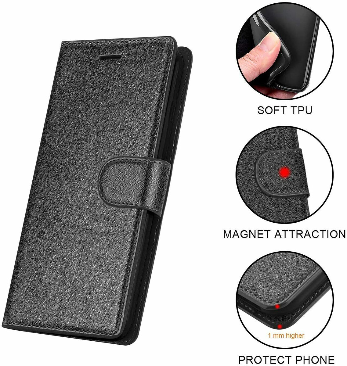 For Samsung Galaxy A13 5G Wallet PU Leather Pouch with Credit Card Slots ID Money Pocket, Stand & Strap Flip Pouch Protective Phone Case Cover