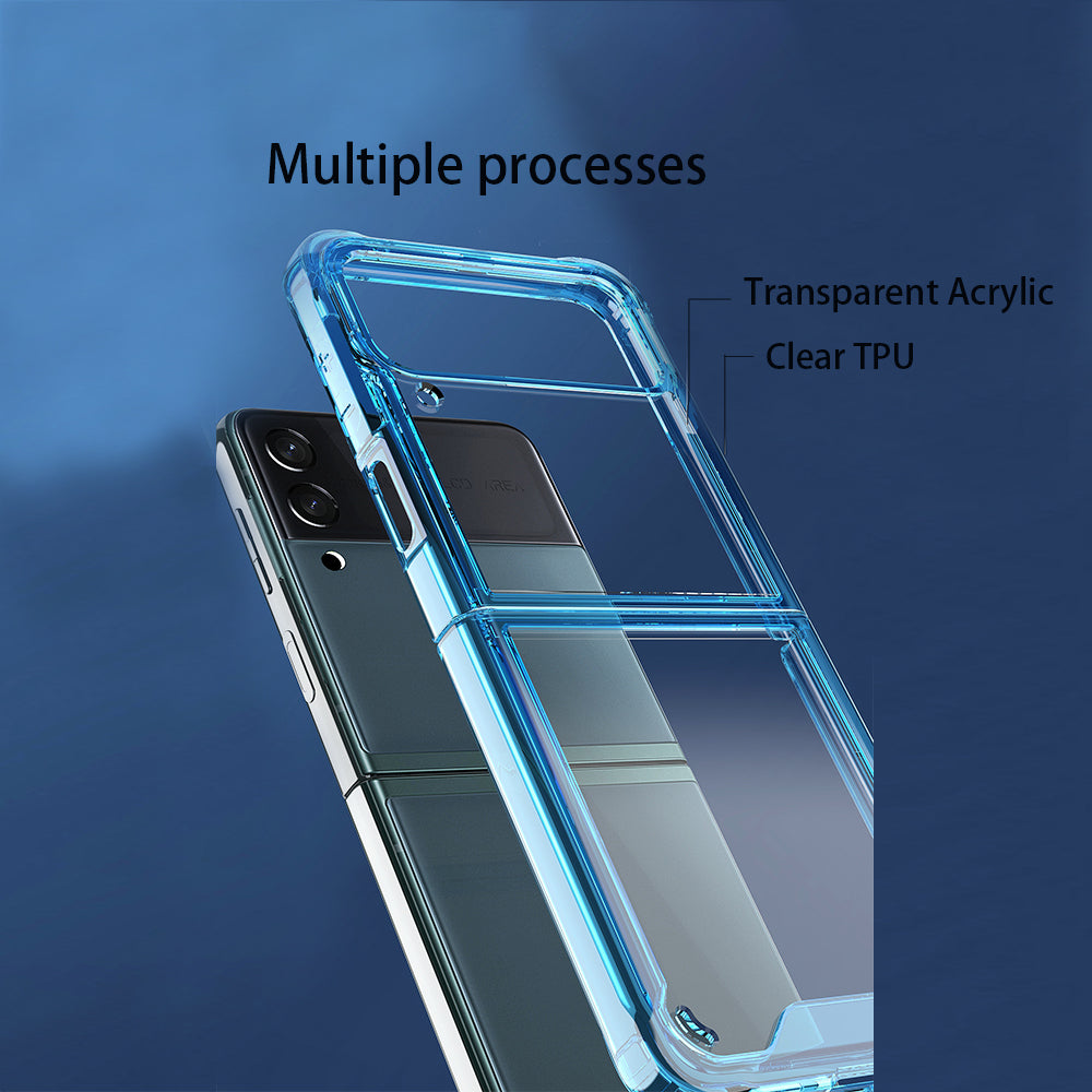 For Samsung Galaxy Z Flip 3 5G Hybrid Transparent Clear Acrylic Hard PC & Candy TPU Flip Snap On Back Protector Phone Case Cover