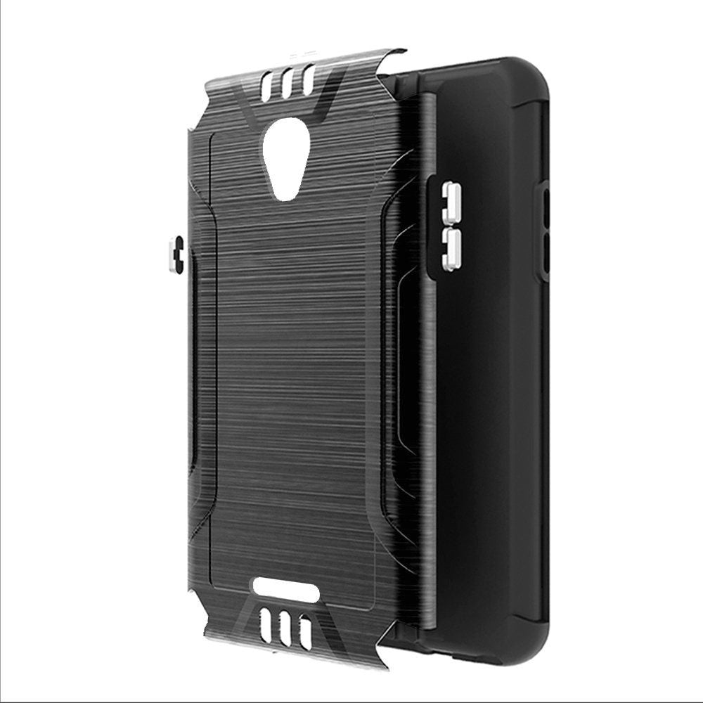 For Alcatel Insight Hybrid Dual Layer Slim Defender Armor Tuff Metallic Brush Texture Finishing Shockproof Hard PC + TPU Rubber Phone Case Cover