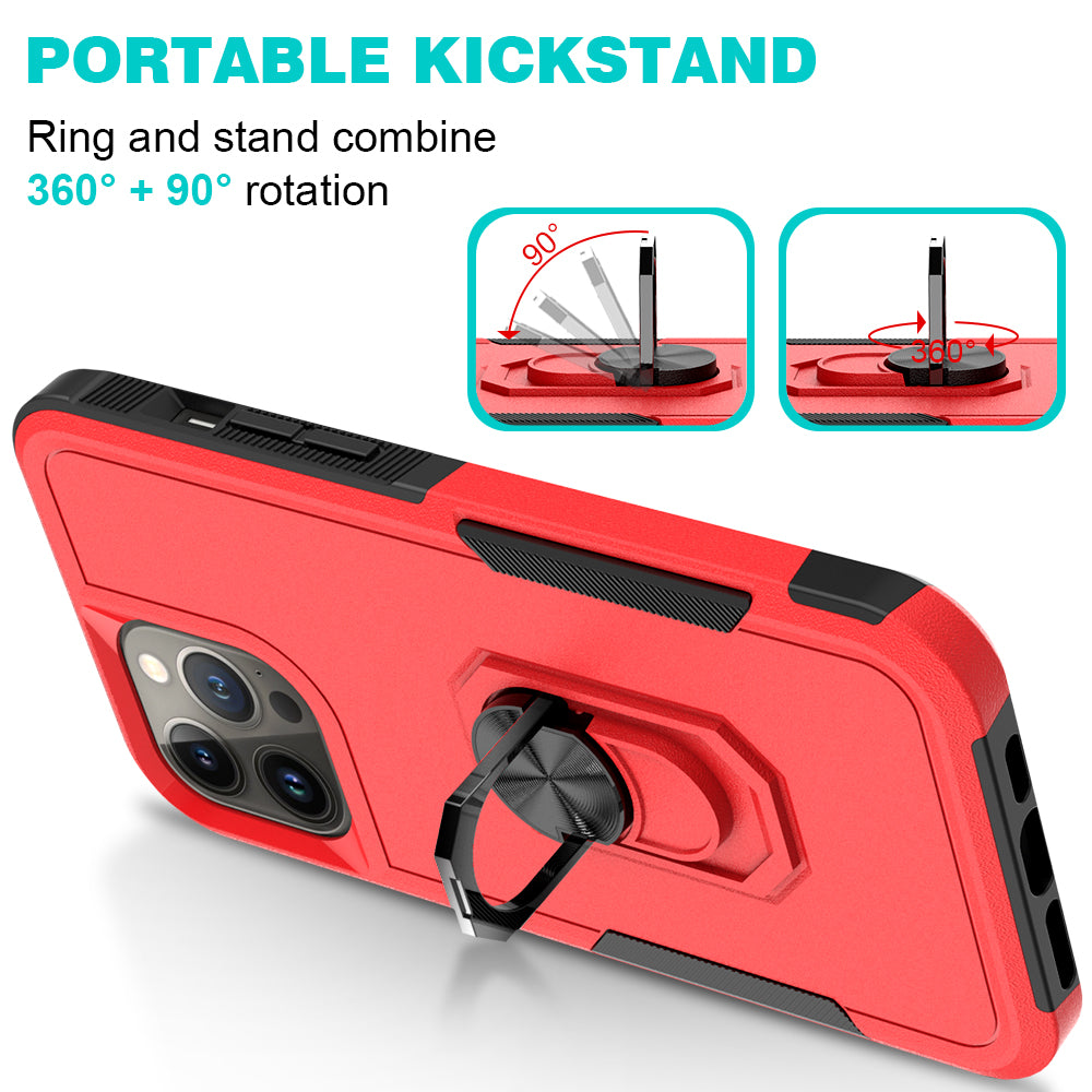 For Samsung Galaxy A53 5G Hybrid Rugged Hard Drop-Proof 3 Layer Protection Military Grade Armor with Metal Ring Stand Phone Case Cover