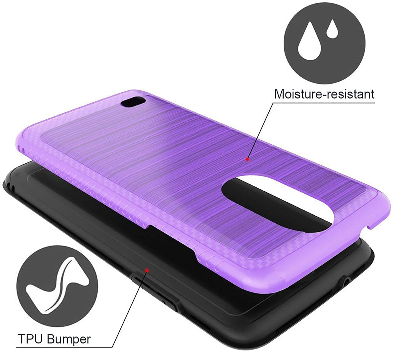 For Samsung Galaxy A02S Slim Thin Protective Hybrid TPU 2-Piece Bumper Shockproof with Brushed Metal Texture Carbon Fiber Hard PC Back Phone Case Cover