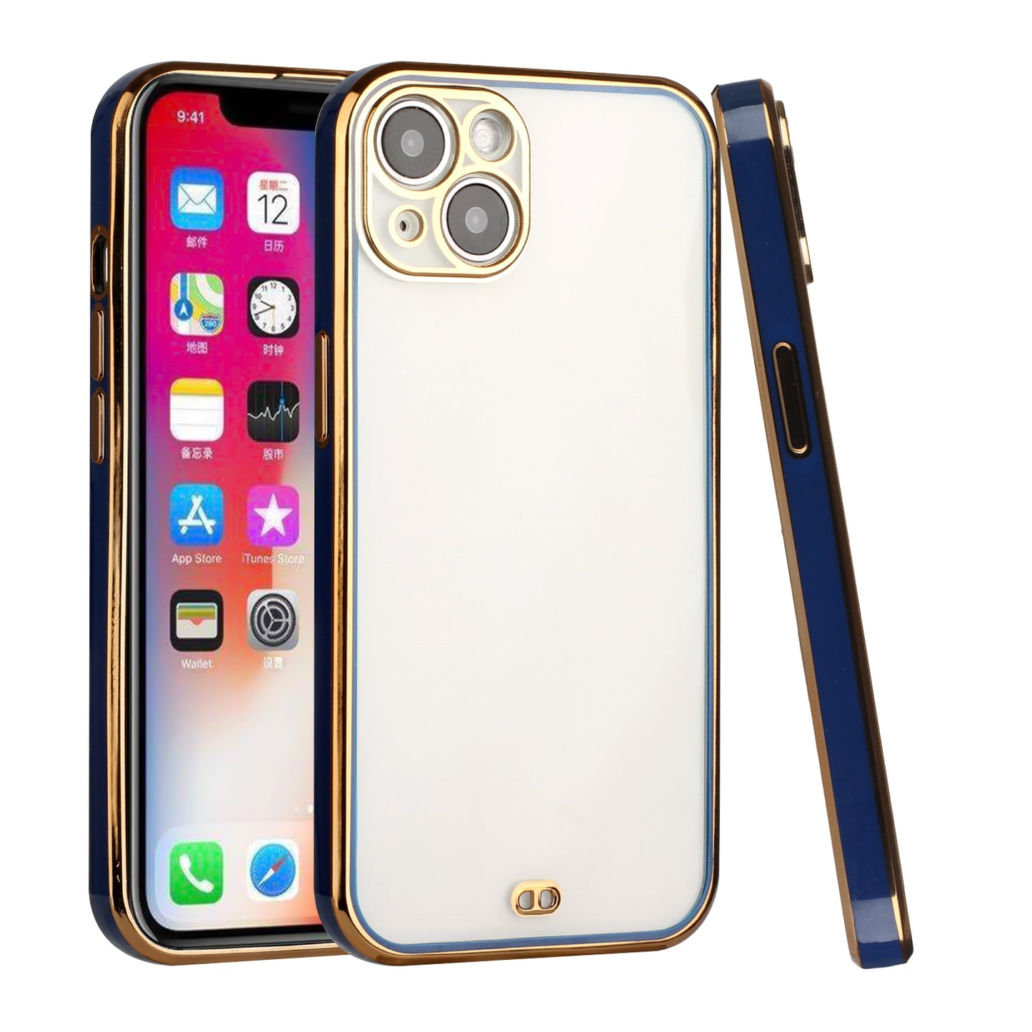 For Apple iPhone 11 (6.1") Slim Hybrid Gold Plated Chrome Transparent Rubber Gummy Hard PC Thick TPU Protective Phone Case Cover