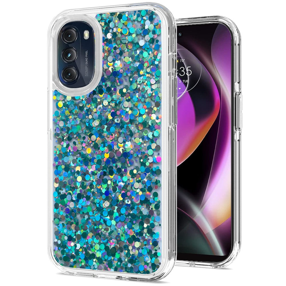 For Motorola Moto G 5G 2022 Colorful Glitter Bling Sparkle Epoxy Glittering Shining Hybrid Hard Silicone Shockproof Phone Case Cover
