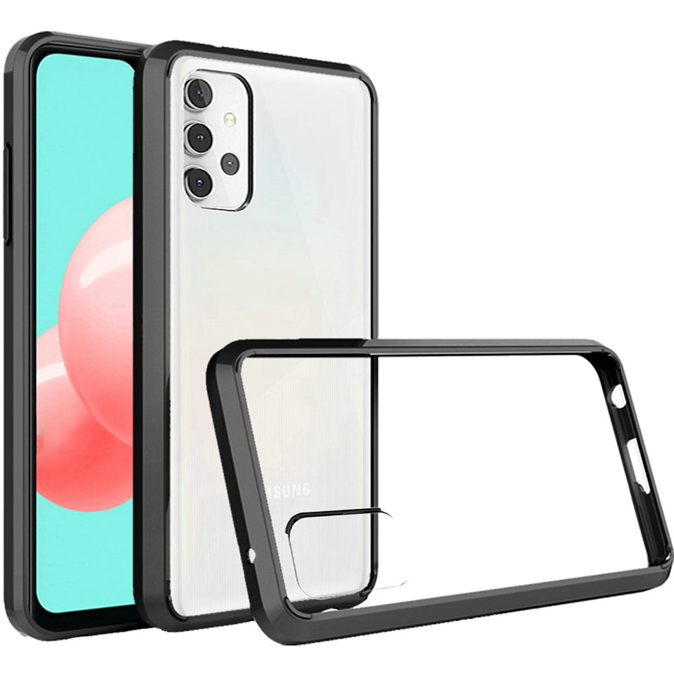 For Samsung Galaxy A03S Hybrid Slim Crystal Clear Transparent Shock-Absorption Bumper with TPU + Hard PC Back Frame Phone Case Cover