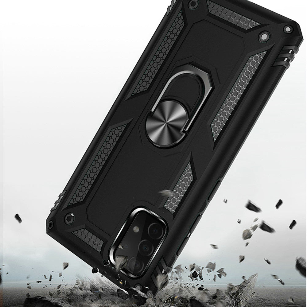 For Samsung Galaxy A71 5G Hybrid Durable Dual Layer with 360 Degree Rotatable Ring Holder Kickstand Fit Magnetic Car Mount Phone Case Cover