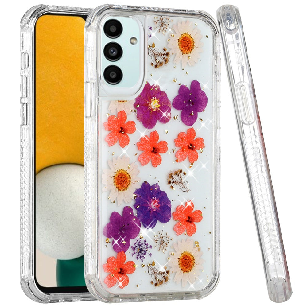 For SSamsung Galaxy A53 5G Beautiful Sparkle Glitter Floral Epoxy Design Shockproof Hybrid Fashion Bling Rubber TPU Phone Case Cover