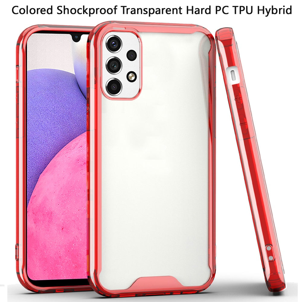 For Samsung Galaxy A33 5G Colored Shockproof Transparent Hard PC + Rubber TPU Hybrid Bumper Shell Thin Slim Protective Phone Case Cover