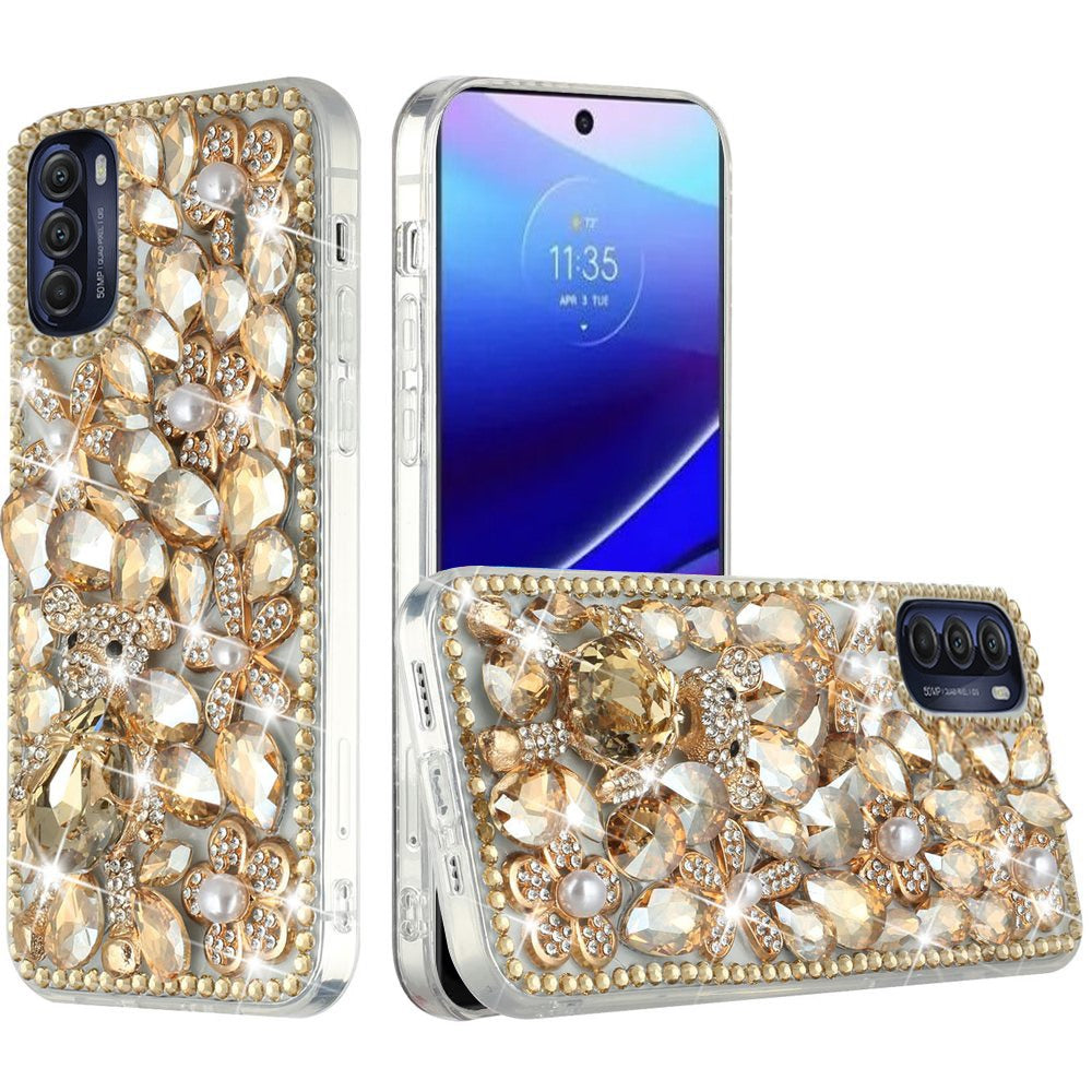 For Motorola Moto G Stylus 5G 2022 Bling Clear Crystal 3D Full Diamonds Luxury Sparkle Transparent Rhinestone Hybrid Phone Case Cover