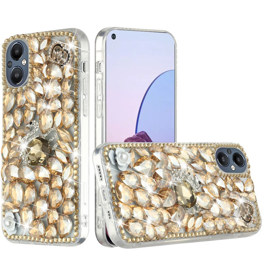 For OnePlus Nord N20 5G Bling Clear Crystal 3D Full Diamonds Luxury Sparkle Transparent Rhinestone Hybrid Protective Phone Case Cover