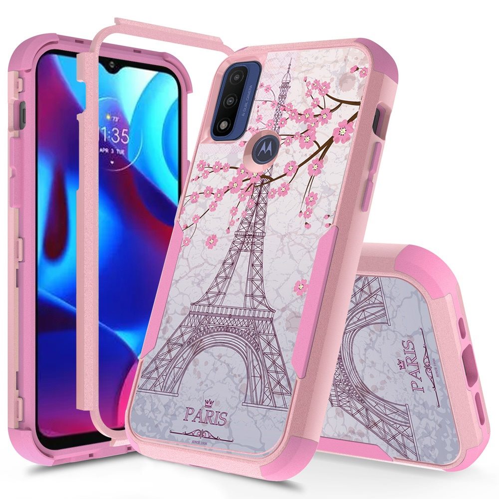 For Motorola Moto G Pure Fashion Design Three Layer Heavy Duty Hybrid Sturdy 3in1 Shockproof Hard PC Back Protective Phone Case Cover