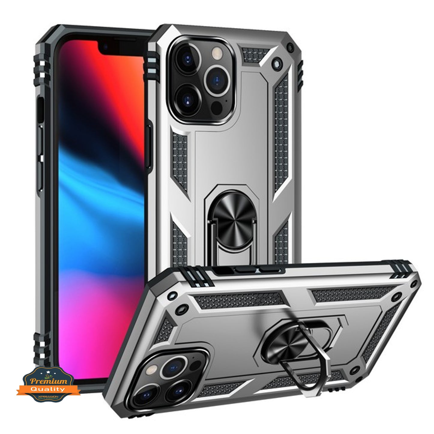For Samsung Galaxy A71 5G Shockproof Hybrid Dual Layer PC + TPU with Ring Stand Metal Kickstand Heavy Duty Armor Shell Phone Case Cover
