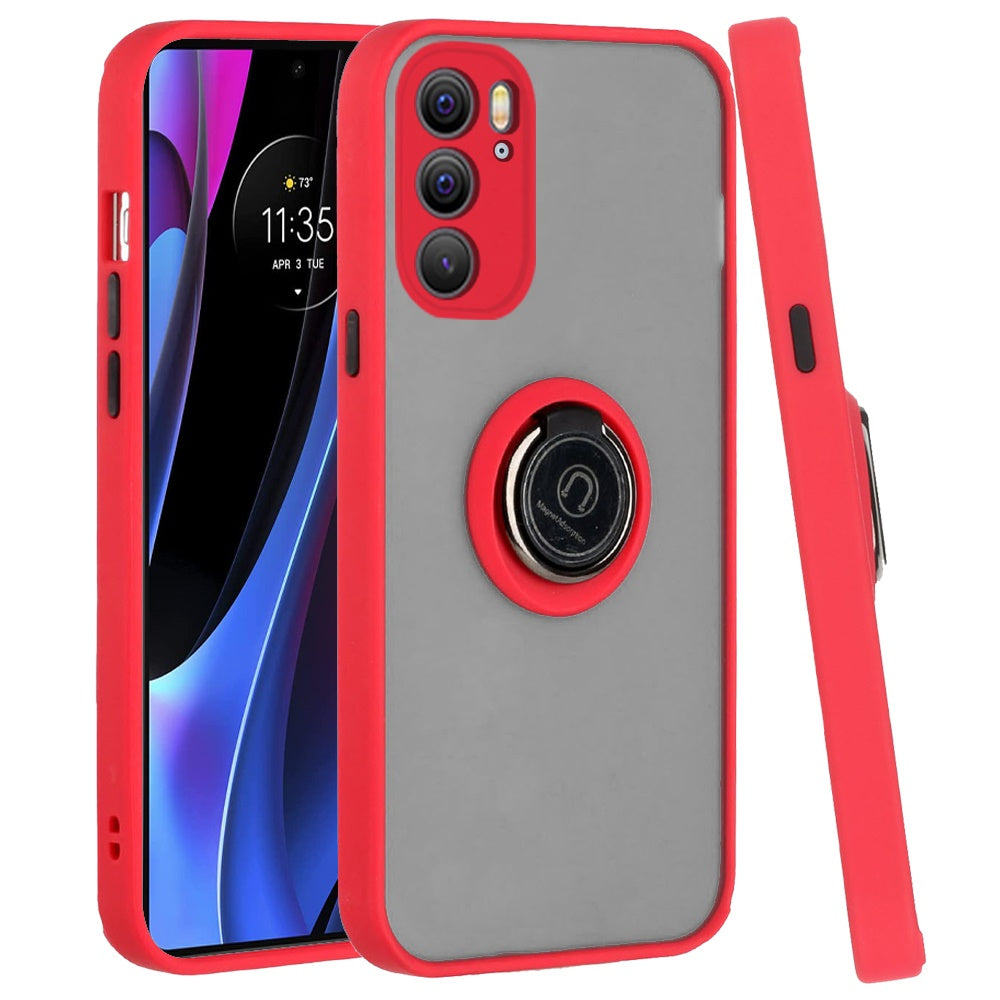 For Motorola Edge+ 2022 /Edge Plus Hybrid Protective PC Shockproof with 360° Rotation Ring Magnetic Stand & Covered Camera Phone Case Cover