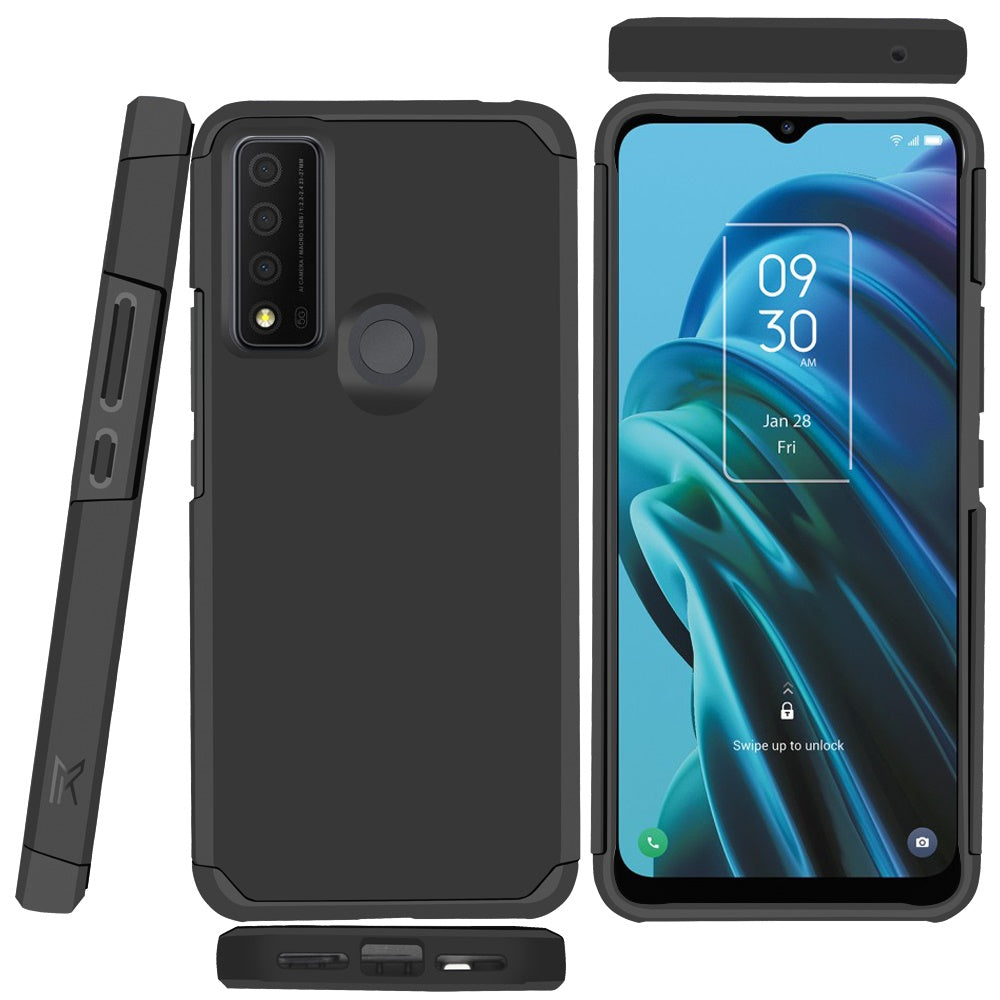 For TCL 30 XE 5G Ultra Slim Corner Protection Shock Absorption Tuff Hybrid Dual Layer Hard PC and TPU Rubber Armor Defender Phone Case Cover
