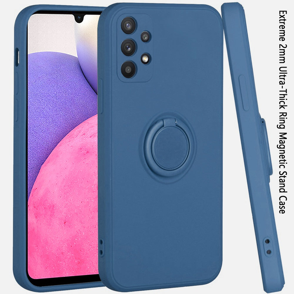 For Samsung Galaxy A33 5G Slim Silicone Soft Rubber Hybrid with Ultra-Thick Ring Magnetic Stand Holder Car Mount Supported Hard Phone Case Cover