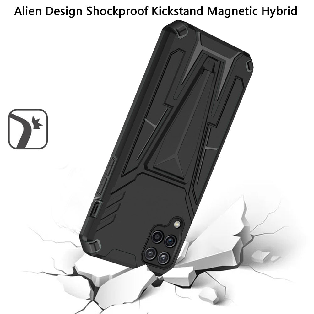 For Samsung Galaxy A12 5G Heavy Duty Protection Hybrid Built-in Kickstand Rugged Shockproof Military Grade Dual Layer Full Body Phone Case Cover